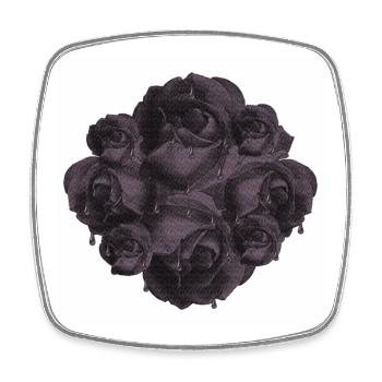 Tropfende Rosenblüten version 1, Gothic Motiv - Viereckiger Kühlschrankmagnet - Weiß - Vorne