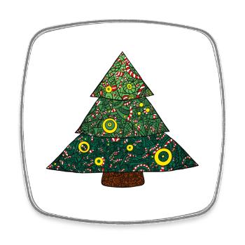 Candy Canes Christmas Tree Mandala - Square fridge magnet - white - Front