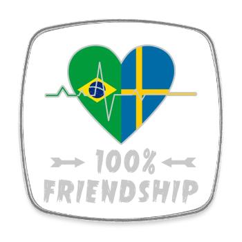 Brazil and Sweden 100% friendship - Square fridge magnet - white - Front