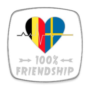 Belgium and Sweden 100% friendship - Square fridge magnet - white - Front