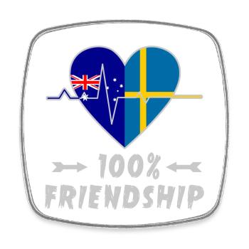 Australien und Schweden 100% Freundschaft - Viereckiger Kühlschrankmagnet - Weiß - Vorne