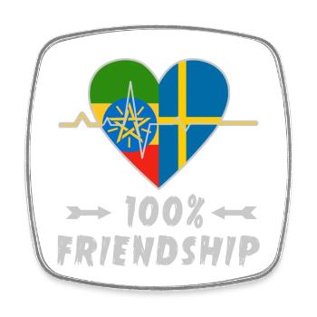 Ethiopia and Sweden 100% friendship - Square fridge magnet - white - Front