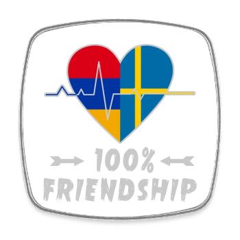 Armenien und Schweden 100% Freundschaft - Viereckiger Kühlschrankmagnet - Weiß - Vorne