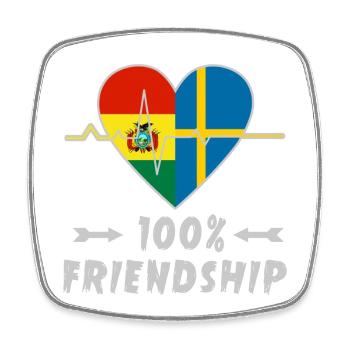 Bolivia and Sweden 100% friendship - Square fridge magnet - white - Front