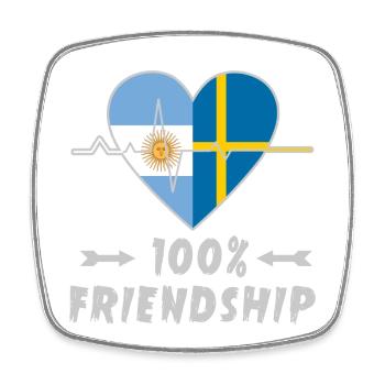 Argentina and Sweden 100% friendship - Square fridge magnet - white - Front