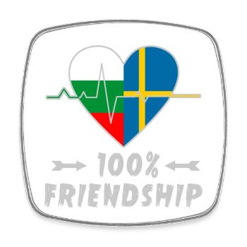 Bulgarien und Schweden 100% Freundschaft - Viereckiger Kühlschrankmagnet - Weiß - Vorne