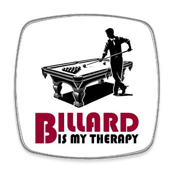 Billiards is my therapy - Square fridge magnet - white - Front