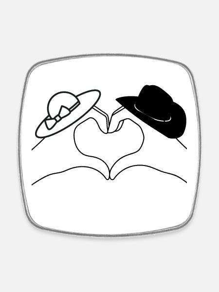Chapeau Soleil Nœud Minimaliste - Magnet carré - blanc