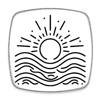 Soleil et mer – Une interaction harmonieuse - Magnet carré - blanc - Devant