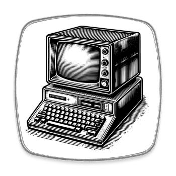 Klassischer Retro-PC - Viereckiger Kühlschrankmagnet - Weiß - Vorne