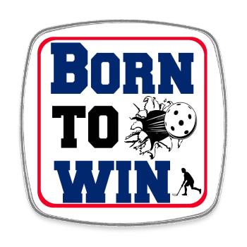 Floorball Born to win Sticker (25) - Magnet carré - blanc - Devant