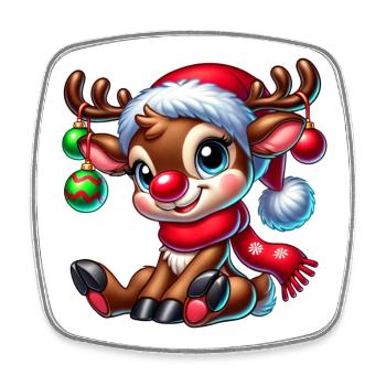 Christmas Reindeer - Square fridge magnet - white - Front