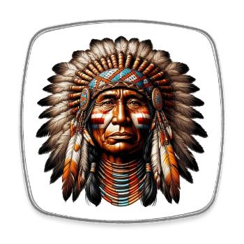 Amerikanisch, Indianer, Amerikaner - Viereckiger Kühlschrankmagnet - Weiß - Vorne