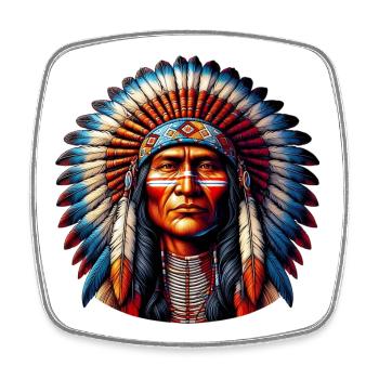 Amerikanisch, Indianer, Amerikaner - Viereckiger Kühlschrankmagnet - Weiß - Vorne