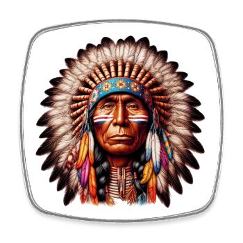 Amerikanisch, Indianer, Amerikaner - Viereckiger Kühlschrankmagnet - Weiß - Vorne