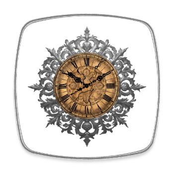 Uhr mit Schnörkeln und Rahmen, Gothic design - Viereckiger Kühlschrankmagnet - Weiß - Vorne