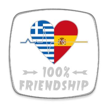 Griechenland und Spanien 100% Freundschaft - Viereckiger Kühlschrankmagnet - Weiß - Vorne