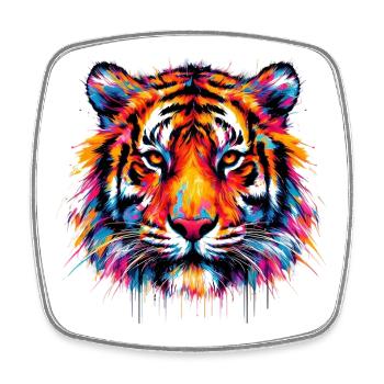 Tiger - Square fridge magnet - white - Front