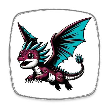 Drache - Viereckiger Kühlschrankmagnet - Weiß - Vorne