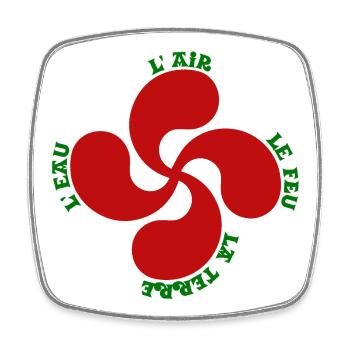Lauburu rouge - croix basque et signification - Magnet carré - blanc - Devant