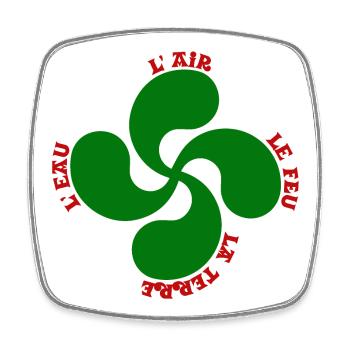 Lauburu verte - croix basque et signification - Magnet carré - blanc - Devant