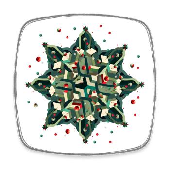 toller Weihnachtsstern im geometrischen Stil - Viereckiger Kühlschrankmagnet - Weiß - Vorne