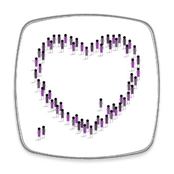 Crowd Heart Cohesion Community Purple - Square fridge magnet - white - Front