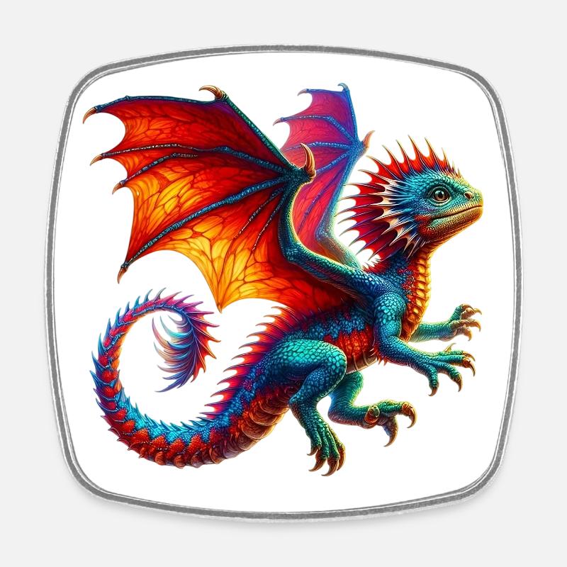 Dragon - Magnet carré - blanc