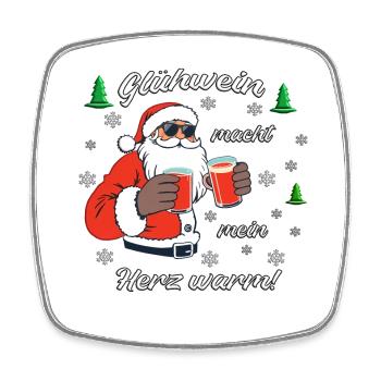 Santa, Glühwein & Weihnachtszauber - Viereckiger Kühlschrankmagnet - Weiß - Vorne