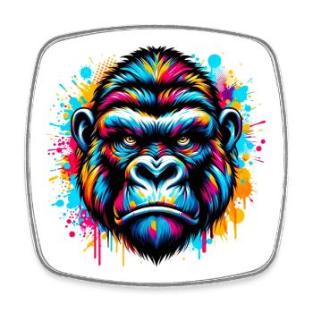 Gorilla - Square fridge magnet - white - Front