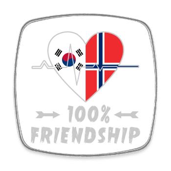 Südkorea und Norwegen 100% Freundschaft - Viereckiger Kühlschrankmagnet - Weiß - Vorne