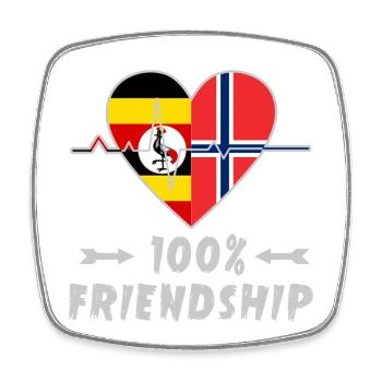 Uganda and Norway 100% friendship - Square fridge magnet - white - Front