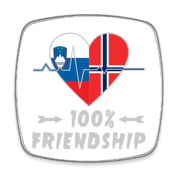 Slovenia and Norway 100% friendship - Square fridge magnet - white - Front