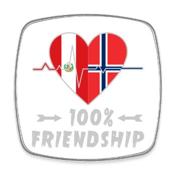 100 % amitié entre le Pérou et la Norvège - Magnet carré - blanc - Devant