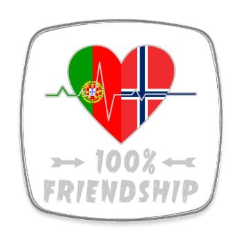 100 % amitié entre le Portugal et la Norvège - Magnet carré - blanc - Devant