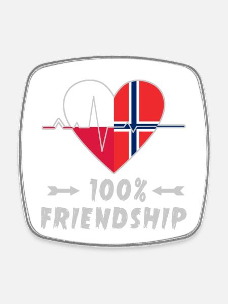Poland and Norway 100% friendship - Square fridge magnet - white