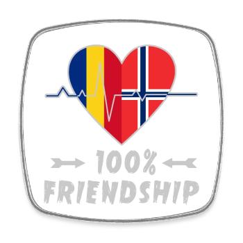 Rumänien und Norwegen 100% Freundschaft - Viereckiger Kühlschrankmagnet - Weiß - Vorne