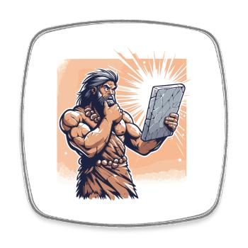 Idée Idée homme des cavernes Pierre Tablette cadeau - Magnet carré - blanc - Devant