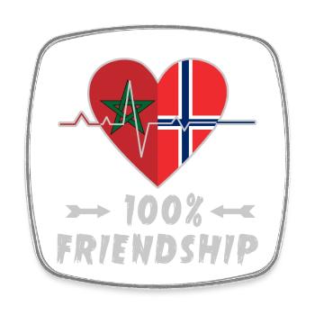 Marokko und Norwegen 100% Freundschaft - Viereckiger Kühlschrankmagnet - Weiß - Vorne
