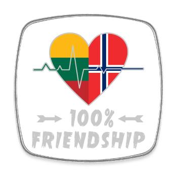 Lithuania and Norway 100% friendship - Square fridge magnet - white - Front