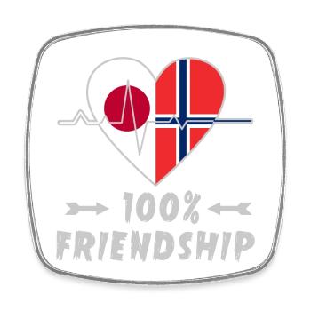 Japan and Norway 100% friendship - Square fridge magnet - white - Front