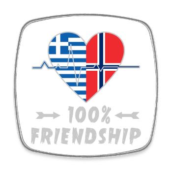 100 % amitié entre la Grèce et la Norvège - Magnet carré - blanc - Devant