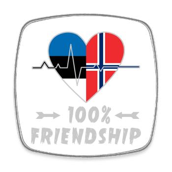 Estland und Norwegen 100% Freundschaft - Viereckiger Kühlschrankmagnet - Weiß - Vorne