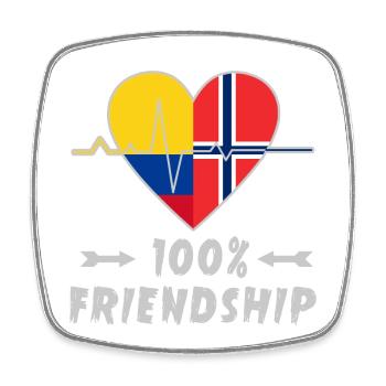 100 % amitié entre la Colombie et la Norvège - Magnet carré - blanc - Devant
