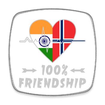 L'Inde et la Norvège : amitié à 100 % - Magnet carré - blanc - Devant