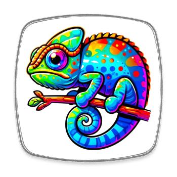 Caméléon - Magnet carré - blanc - Devant
