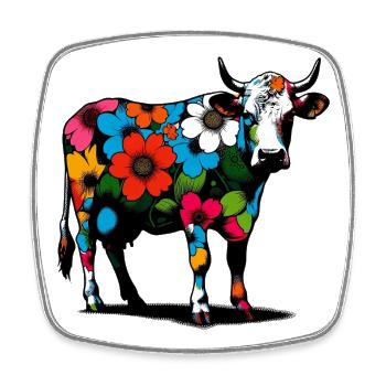 Vache - Magnet carré - blanc - Devant