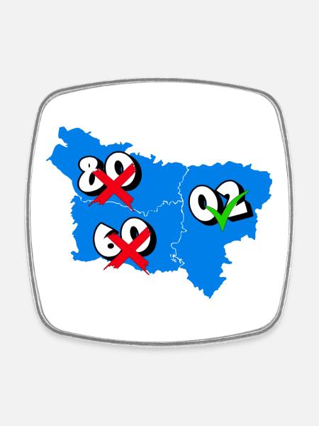 Région picardie - Magnet carré - blanc