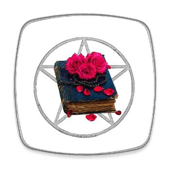 Gothic-Buch, Pentagram Muster, Geschenkidee Frau - Viereckiger Kühlschrankmagnet - Weiß - Vorne