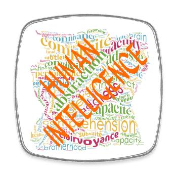 Human Intelligence Cloud - Square fridge magnet - white - Front